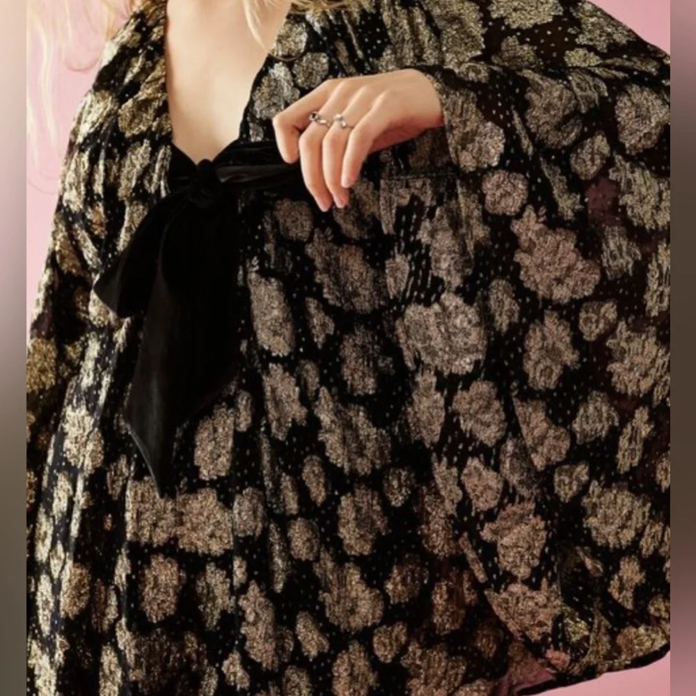 NWT Free People Dazzle Oversized Romper Gold Black Velvet Sparkle Size Large - Picture 2 of 13
